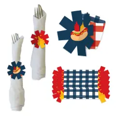 Big Dot of Happiness Fire Up the Grill - Summer BBQ Picnic Party Paper Napkin Holder - Napkin Rings - Set of 24