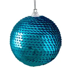 Northlight 3" Turquoise Blue Sequin Shatterproof Ball Christmas Ornament