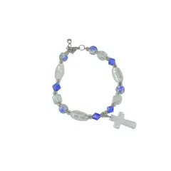 Roman Moments In Life "Faith" Silver & Blue Beaded Bracelet