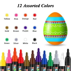 12 Colors Paint Pen Paint Markers, Oil-Based Waterproof Marker Pens, Permanent Fabric Paint Quick Dry Marker for Metal, Egg, Tire, Rock, Wood, Canvas, Plastic, Glass, Engineer, DIY Craft