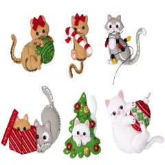 Bucilla Felt Ornaments Applique Kit Set Of 6-Frisky Kitties