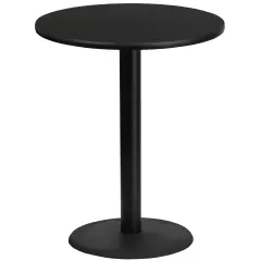 Emma and Oliver 36" Round Laminate Table Top with 24" Round Bar Height Table Base Black