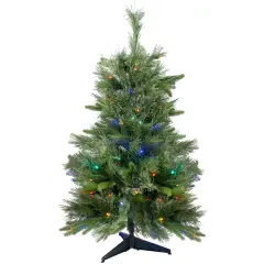 Northlight 3' x 29 Pre-Lit Ashcroft Cashmere Pine Full Artificial Christmas Tree - Multi LED Lights Green