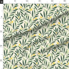 Various Fabrics by the Yard or Fat Quarter Green Yellow Botanical Garden Floral Nature Abstract Olive Medium Scale Custom Printed Fabric by Spoonflower