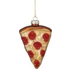 Northlight 4" Pepperoni Pizza Slice Glass Christmas Ornament Yellow