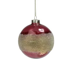 Northlight 4" Pink and Gold Glitter Frosted Glass Ball Christmas Ornament