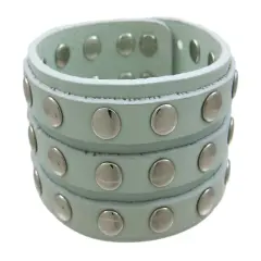 Leather 3 Row Metal Studs Wristband Wrist Band