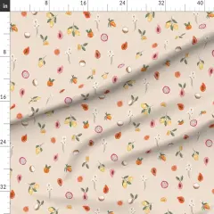 Various Fabrics by the Yard or Fat Quarter Little Fruit Small Scale Beige Tan Summer Floral Mango Dragon Papaya Custom Printed Fabric by Spoonflower