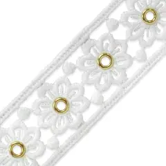 5 yards of Elaine Summer's Meadow Eyelet Lace Trim 1 1/2" | 5 yard cut