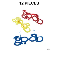 9 1/4" x 4 1/2" Kids Silly Graduation Plastic Glitter Glasses 12 Pieces