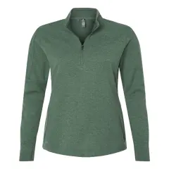 Adidas&reg; Women's 3-Stripes Quarter-Zip Sweater Green oxide melange