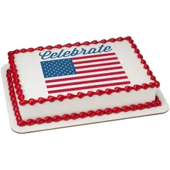 Celebrate America Flag Edible Cake Topper Image 1/4 sheet