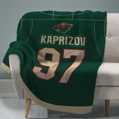 Sleep Squad Minnesota Wild Kirill Kaprizov 60&rdquo; x 80&rdquo; Raschel Plush Jersey Hockey Blanket