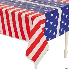 54" x 108" Stars & Stripes Plastic Tablecloth