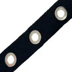 10 Yards Of Birdie Silver Finish Grommet Eyelet Tape Trim | 10 yard cut Black/Silver