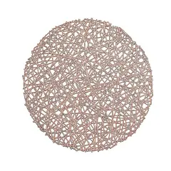 6 pcs 15" wide Round Vinyl String Placemats Rose gold