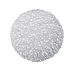 6 pcs 15" wide Round Vinyl String Placemats Silver
