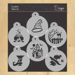 Large Halloween Cookie Stencil Set | C913 by Designer Stencils | Stencils for Royal Icing, Airbrush, Dusting Powder |
