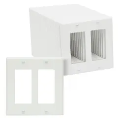 2-Gang Wall Plates, Double Light Switch Cover (4.53 x 4.57 In, 20 Pack) White