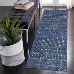 Moroccan Washable Runner Rug 2x6, Non Slip Hallway Runners No Shedding, Soft Low Pile Carpet Rugs for Hallway, Kitchen, Entryway, Bedroom - Blue