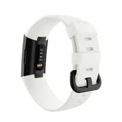Zodaca Silicone Watch Band Compatible with Fitbit Charge 3, Charge 3 SE (Small), and Charge 4, Fitness Tracker Replacement Bands, White