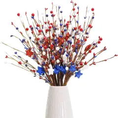 Set of 6 17inch Red, White & Blue Artificial Flower Independence Day Table Centerpiece