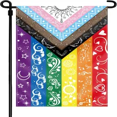 Pride Flag LGBTQ Small Yard Flag bisexual Gay Transgender Inclusive Progress Garden Rainbow Flag 12x18in Double Side, Original Design Cute Print Pattern