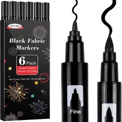 Black Fabric Markers Pens - Dual Tips Fabric Marker Permanent for Clothes, Non-Toxic, No Fade, No Bleed, Ideal for DIY Projects on Shirts, Hats, Canvas, and Textiles