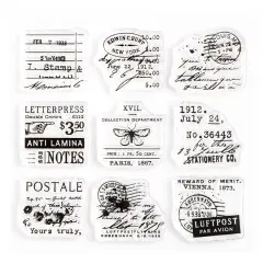 1 inch Small Vintage-Style Collage Stamps on 4x4 inch Sheet by Wintertime Crafts