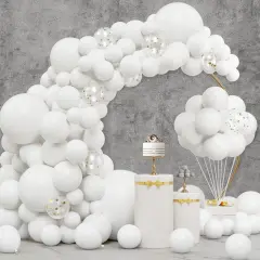 White Balloons, Different Sizes 18 12 10 5 Inch White Latex Balloon Arch Kit with Instruction for Birthday Decoration Party Graduation Wedding Holiday