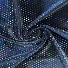 1 Yard Glued Hologram Sequin Stretch Velvet Fabric 60 Inches Width Black Green