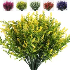 8 Bundles Artificial Lavender Bush Flowers (Yellow)