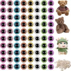 160 Pcs Glitter Safety Eyes - 16 mm (8 Colors)