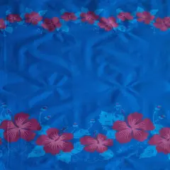 1 Yard Hibiscus Double Border Polyester Fabric For Apparel And Tropical D&eacute;cor Projects 60 Inch Royal/Magenta