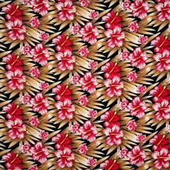 1 Yard Multicolor Hibiscus Fabric, 100% Polyester 60" Wide Black & Brown