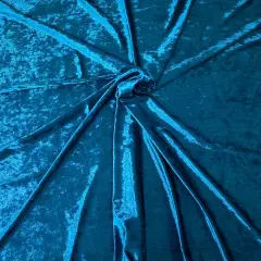 1 Yard Crushed Stretch Velvet Fabric for Apparel Costumes Leggings Tops 60" Width Teal Blue