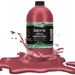 Pouring Masters Strawberry Red Metallic Pearl Ready to Pour Acrylic Pouring Paint - Premium 32-Ounce Pre-Mixed Fluid Acrylic Paint - Fluid Art Supplies for Canvas, Wood, Paper, Tile & Rocks