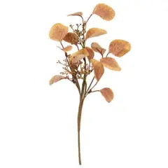 14" High Fall Eucalyptus and Buds Pick with Brown Paper-Wrapped Stem