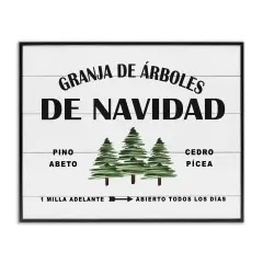 Stupell Industries Arboles De Navidad Framed Giclee Art Black Framed