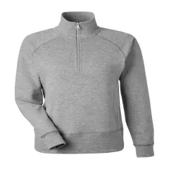J America&reg; Ladies' Electric Fleece Quarter-Zip ELECTRIC SLATE