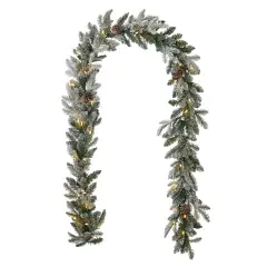 Christmas Lexington Fir 9ft Artificial ChristmasGarland, Pre-lit with 50Warm White LED Lights, Pinecones (Plug in)