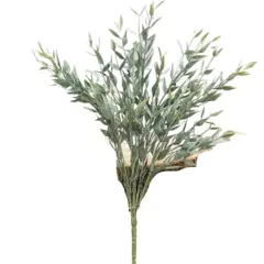 14" Plastic Twilight Ash Pick with Dusted Green Leaves