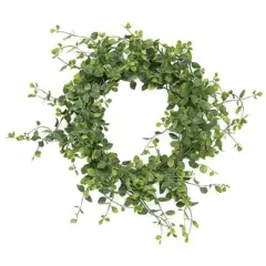 6.5" Seraph Vine Candle Ring with Plastic Green Leaves and Twig Base