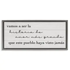 Stupell Industries Historia de Amor M&aacute;s Grande Framed Floater Canvas Wall Art Gray Floater Frame