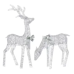 Christmas Metallic Silver Reindeer 36" Tall, Pre-Lit w/ 140 Micro Warm White LED Lights, Plug In