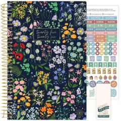 bloom daily planners 2025-26 Academic Planner, Soft Cover, 5.5" x 8.25", Garden Party, Navy
