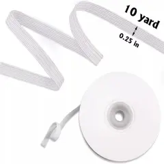 Elastic Band 1/4'' Wide 10yd,Stretch Strap,High Elastic Cord,for Sewing Crafting White
