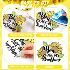 30 Pcs Sunflower Iron on Transfers Cute Patches Flower Appliques for T Shirts Spring Iron on Decals Heat Transfer Sticker for Clothes Bag Pillow Covers DIY Decorations