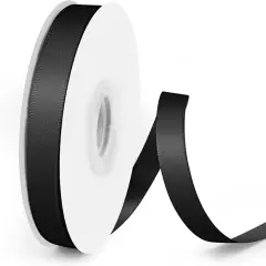 Solid Double Face Fabric Ribbon, 3/8" X 25 Yards, Polyester Satin Ribbons Perfect for Crafts, Gift Package Wrapping, Wedding Decorations, Baby Shower - Black