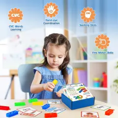 Phonics Games Flash Cards for Preschool Kindergarten Classroom Supplies,Special Education Reading Manipulative Spelling Toy for Learning Activity Teacher School